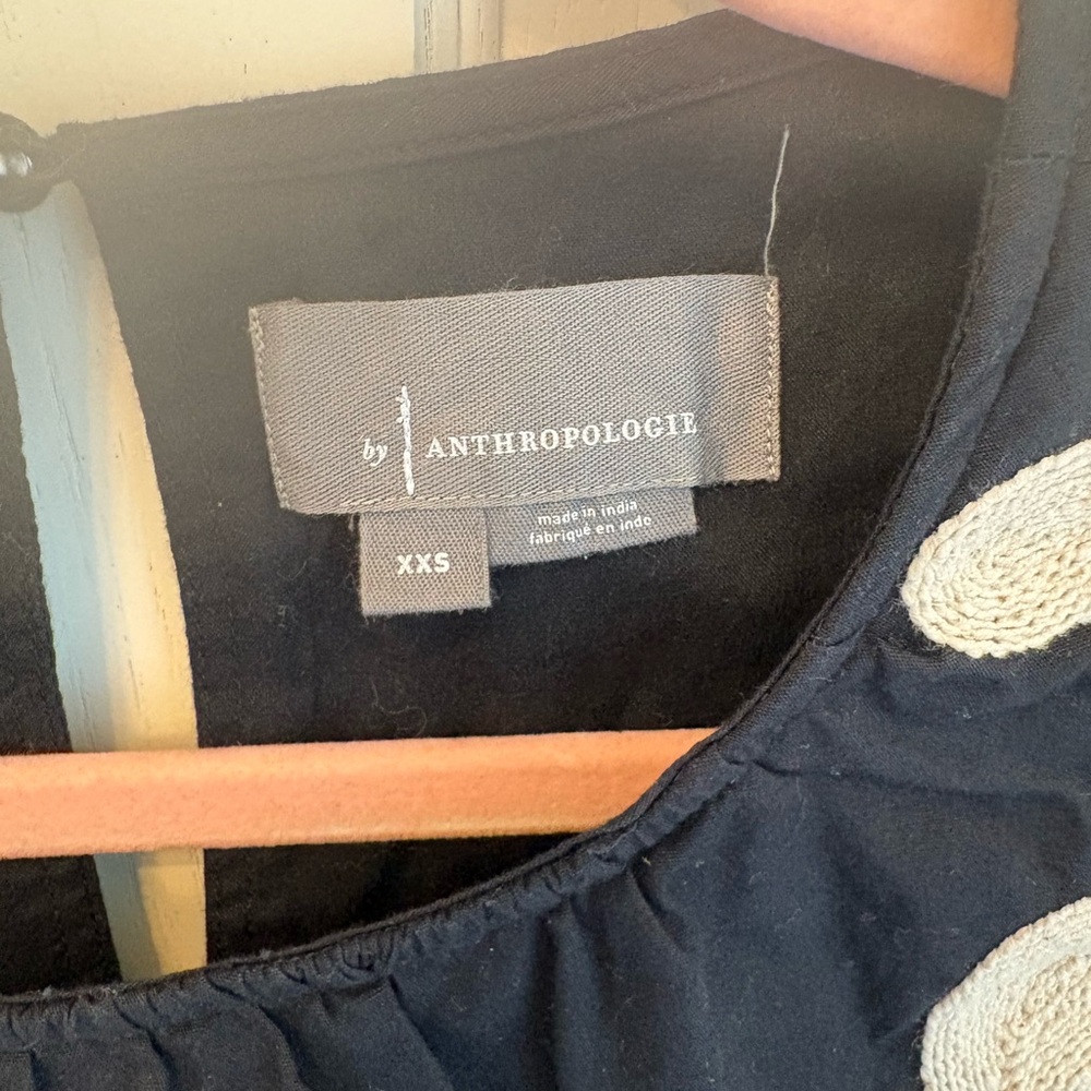 Anthropologie Black Dress with Cream Embroidery - Picture 3 of 3